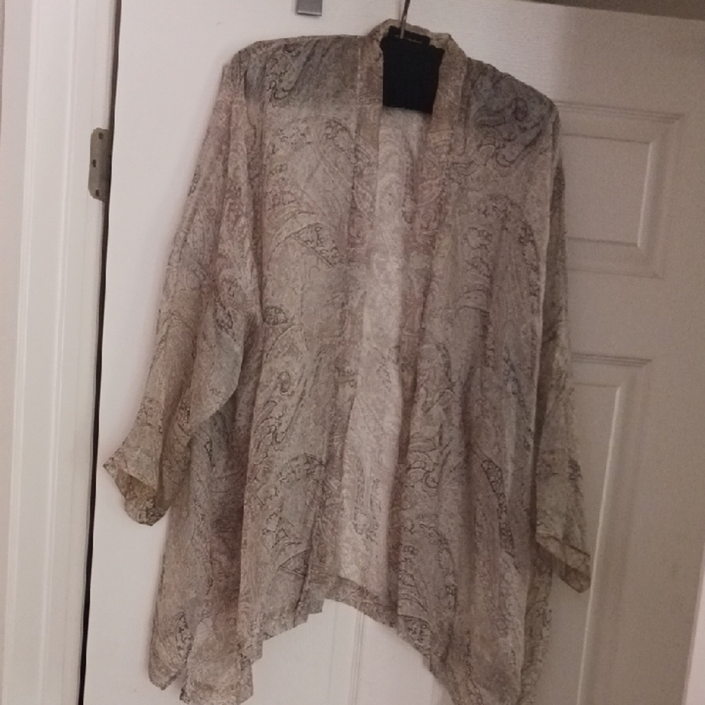 Sheer Silk Organza Paisley Kimono